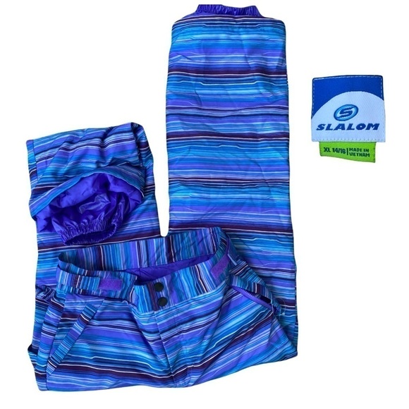 Slalom Insulated Snowboard Pants Girls Size X-LARGE Blue Print NWOT - Picture 5 of 7